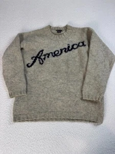 Vintage Limited Womens 100% Wool "America" Long Sleeve Pullover Gray Sweater S - Picture 1 of 5