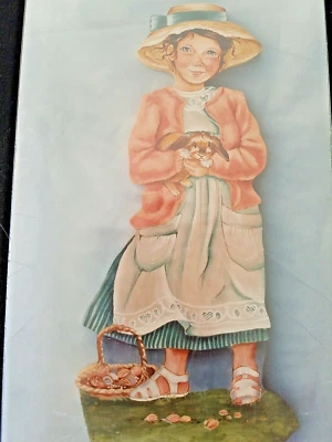 DELANE LANGE 1992 APRON FARM GIRL EASTER EGG BUNNY STRAW HAT PAINTING PATTERN 8 - Image 1 of 4