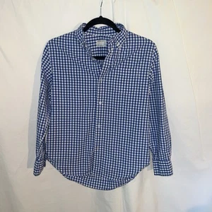 CREWCUTS by J. Crew sz boys sz 12 flannel plaid cotton button down Blue White - Picture 1 of 7