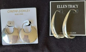 STERLING SILVER EARRINGS LOT 2 Pairs! Hoops 925 Artisan Crafted - Picture 1 of 1