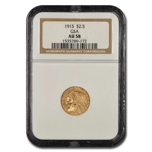 1915 $2.50 Indian Gold Quarter Eagle AU-58 NGC (GSA) - Picture 1 of 3