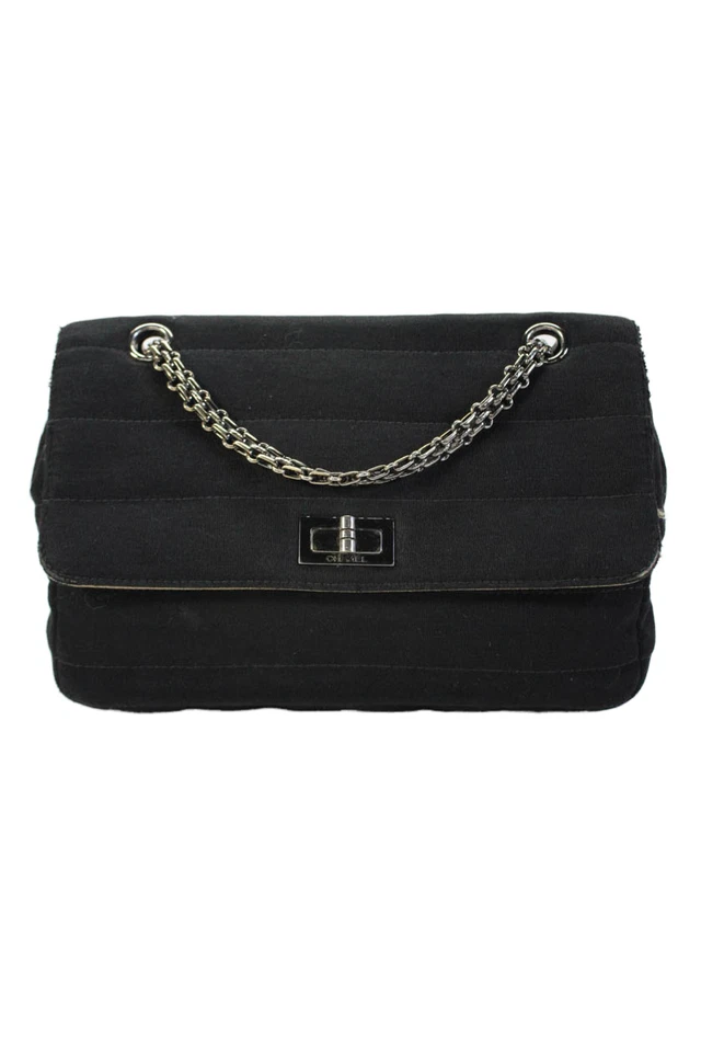 Chanel Mujer Cadena Correa Algodón Acolchado Turnlock Solapa Bolso de Hombro Negro Foto 1 de 4