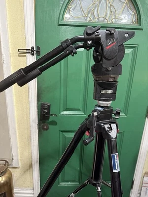 Manfrotto 3147 & 3251 Pro Tripod with Adjustable 510 Fluid Head Used - Image 1 of 4