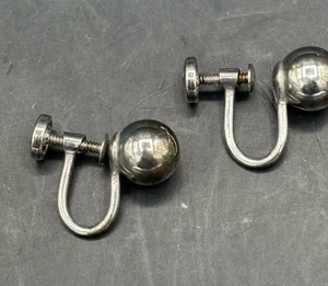 Vintage Deko MK Walter H McKenna Sterling Silber Kugel Schraub Ohrringe - Bild 1 von 2
