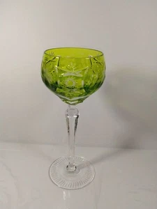 VTG Nachtmann Traube Crystal Hock Wine Glass Green Cut-to-Clear 8" - Bild 1 von 8