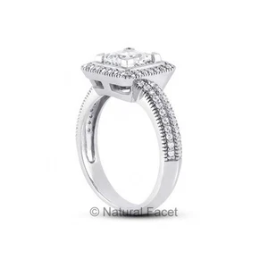 Anillo de piedra lateral con halo de diamantes naturales certificados princesa E/VS2 2,12 quilates E/VS2 - Imagen 1 de 3