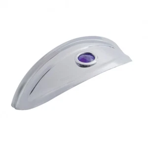 7" Round Chrome Headlight Visor - Blue Glass Dot - Set of 2 - Picture 1 of 1