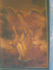 Lithopane Lamp Shade Forest Angels Vintage Plastic Hexagon No Finial - Picture 1 of 9