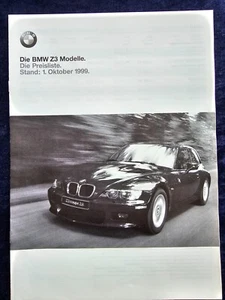 BMW Z3 Preisliste 10.1999, für Roadster , Coupe, M Roadster und M Coupe - Bild 1 von 2