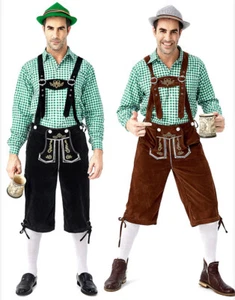 Oktoberfest Mens Lederhosen Bavarian Shorts Traditional German Suspender Wear - Picture 1 of 16