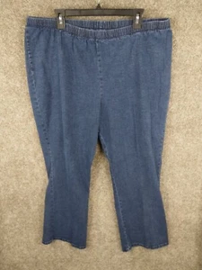 JMS Denim Pull On Pants Women 26W/28W Dark Blue Elastic Waist High Rise Straight - Picture 1 of 10