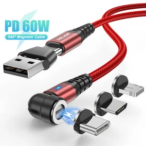 3 in 1 PD 60W USB C To Type-C Micro USB iOS Magnetic 3A Fast Charging Data Cable - Picture 1 of 28