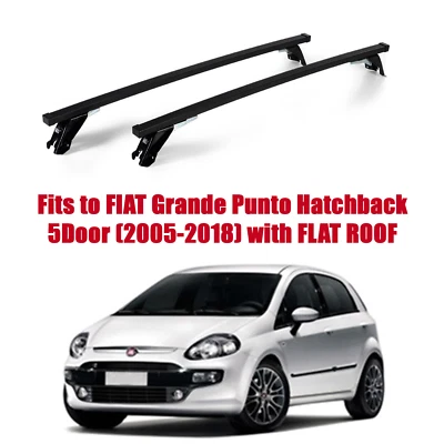 Barras portaequipajes de techo premium para FIAT Grande Punto 5D (2005-18) techo plano ST305/045M Foto 1 de 4