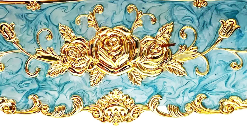 Chandler Tissue Box – Sky Blue & Gold Decorative Holder for Home or Office Use - Image 1 of 4