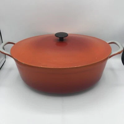 Vintage Prizer Ware Dutch Oven Pot and Lid Cast Iron Enamel Burnt Orange - Image 1 of 4