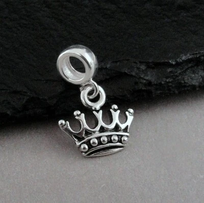Berloque pendurado coroa real prata - Berloque tiara princesa serve para pulseiras europeias - Imagem 1 de 2