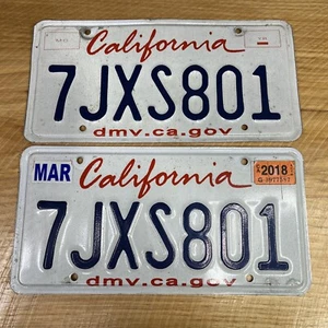 California State License Plate Pair Tags Auto Decor Craft Expired 3/18 7JXS801 - Picture 1 of 8