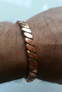 Unisex reines Kupfer verdrehte Drähte Armband Manschette verstellbare Größe Hindu Kara D12B - Bild 1 von 10