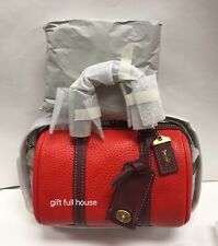 Coach Colorblock Ruby Satchel 18 Bag Brass / Red Orange Pebble Leather CA116