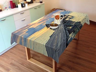 3D Bridge 44 Tablecloth Table Cover Cloth Birthday Party AJ WALLPAPER UK Lemon - Image 1 of 4