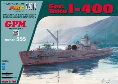 Sen Toku I-400 Japanese Submarine Card Paper Cut Out Model Kit GPM 1:100 - Image 1 of 4