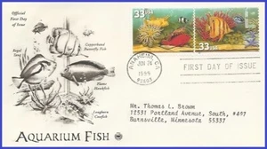 USA5 #3317 ADDR PCS ARTCRAFT FDC STR2  Yellow Fish Red Fish Cleaner Shripm - Picture 1 of 1
