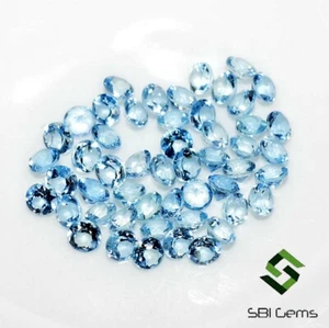 1.54 CTS Natural Aquamarine Round Cut 2.50 mm Lot 25 Pcs Calibrated Loose Gems - Picture 1 of 7