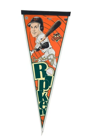 Vintage 1996 MLB Baltimore Orioles Cal Ripken Jr MLB Baseball Caricature Pennant Cover