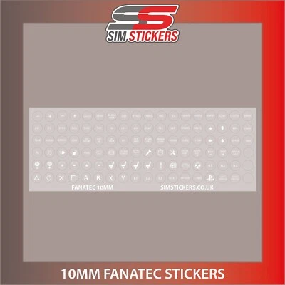 CLEAR/WHITE Fanatec 10mm Stickers for Various Simulator Wheel/Button Box