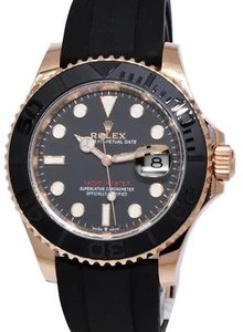 Rolex Yacht-Master 40 18k Rose Gold Oysterflex Black Dial Mens Watch 126655 - Picture 1 of 11