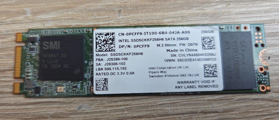 Intel 256GB  M.2 sata SSD from Windows 10 or 11 Computer for PC Laptop. - Image 1 of 1