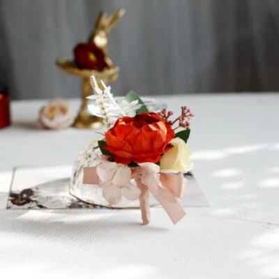 Wedding Wrist Flower Retro Artificial Peony Hydrangea Wedding Corsage Bridesmaid - Image 1 of 4