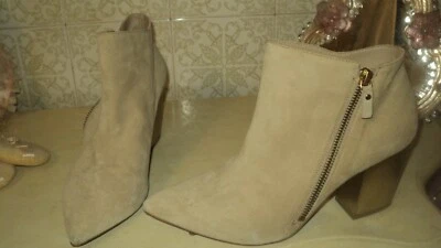 BOTINES VIC MATIE MARFIL BEIGE GAMUZA CUERO TACONES DORADOS *EU38.5*US8*UK5.5 Foto 1 de 3