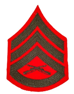 PATCH USMC Marine Corps Sergeant SGT E-5 bestickt Filz rot grün zum Aufnähen USA - Bild 1 von 5