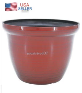 Decorative Galena RED 7" Round 5.5" Height Resin Garden Plant Flower Planter Pot - Picture 1 of 6