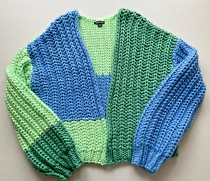 Wild Fable Womens Chunky Colorblock Acrylic Cardigan Greens Blues Size S - Picture 1 of 3