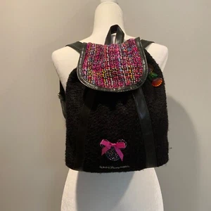 Walt Disney World Mini Backpack Tweed Black Hot Pink Minnie Mouse - Picture 1 of 10
