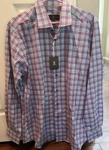 NWT Robert Talbott Tailored Cotton Purple/Blue/Wht Plaid Shirt $228 MSRP- Large - Picture 1 of 6