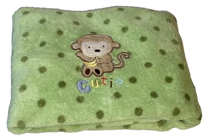 N1!WOW! Manta de cuna de bebé de felpa Carter's verde a lunares MONOY Cutie Foto 1 de 4