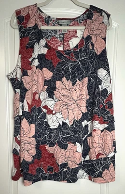 Top Catherines Plus Talla 2x Azul Audaz Floral En Capas Sin Mangas Burnout Texturizado Foto 1 de 4