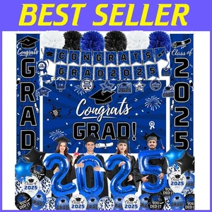 Stylish Blue Graduation Decorations for Class of 2025 - All-Inclusive Set - Picture 1 of 8