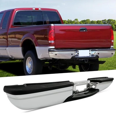 BRISUNSHINE Chrome Rear Bumper Compatible with 1999-2007 Ford F-250 F-350 Super Duty 99-07