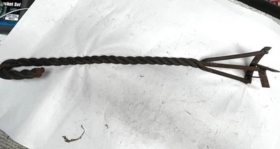 原版古董手工扭转锻造品牌铁杆 28 英寸长符号 — 第 1/4 张图片