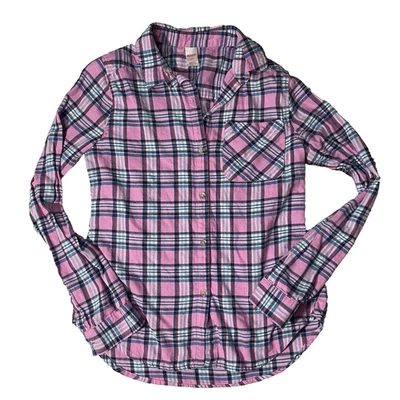 Franela femenina de otoño delgada a cuadros rosa y azul Bongo talla pequeña Foto 1 de 4
