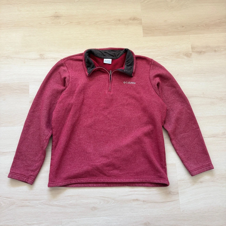 Pullover Columbia Para Hombres Great Hart Mountain III Media Cremallera Borgoña Rojo Brezo L Foto 1 de 4