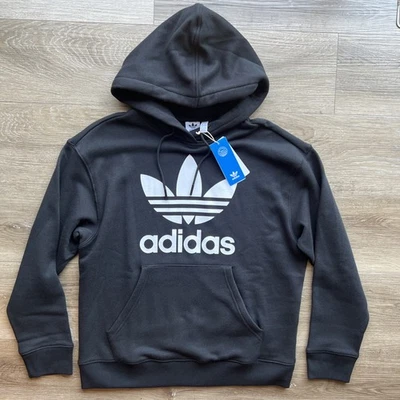 Adidas Originals Women's Trefoil Hoodie Pullover Black Hooded Sweatshirt Small  - Image 1 of 4