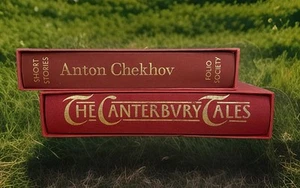 Folio Society Canterbury Tales 1998 & Chekhov Short Stories 2001 w/ Slipcases - Foto 1 di 19