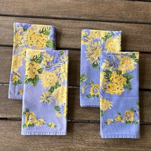 Williams Sonoma Lot 4 “Spring Time” Napkins Blue Yellow Flowers 21” X 20” - Picture 1 of 4