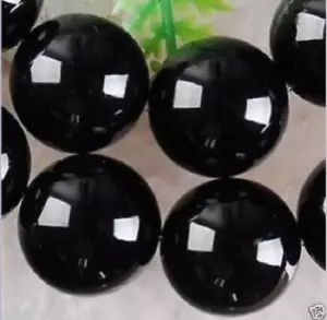 4 mm 6 mm 8 mm 10 mm Natural Black Jade Gemstone Round Loose Beads 15"A+++++ - Picture 1 of 8