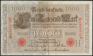 Allemagne - billet de 1000 mark 21 avril 1910 ! P.044b - Imagen 1 de 2